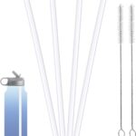 4-Pack Replacement Straws for  Wide Mouth 32/40 oz - -Free 9.6 Inch Straws with 2 Cleaning Brushes, Compatible with Wide Mouth Lid Accessories