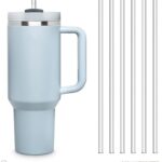 Glass Straws – 6x 12 inch Long Replacement Straw for   Cup 40 oz & 30 oz Plastic-Free Cleaning Brush - Reusable Drinking Straw Dishwasher Safe - Made in Germany