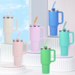 Replacement Glass Straws for  40 30 oz Tumbler - 12" x 10mm Reusable Glass Straw Shatter Resistant for , 6 Bent Colorful Straws with 2 Cleaning Brushes for  Accessories