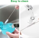 Replacement Straws for   12 Ounce Bottle, 3 Pieces Straw Cleaning Brushes Safe to Use for Adult and Children stainless-steel - Image 2