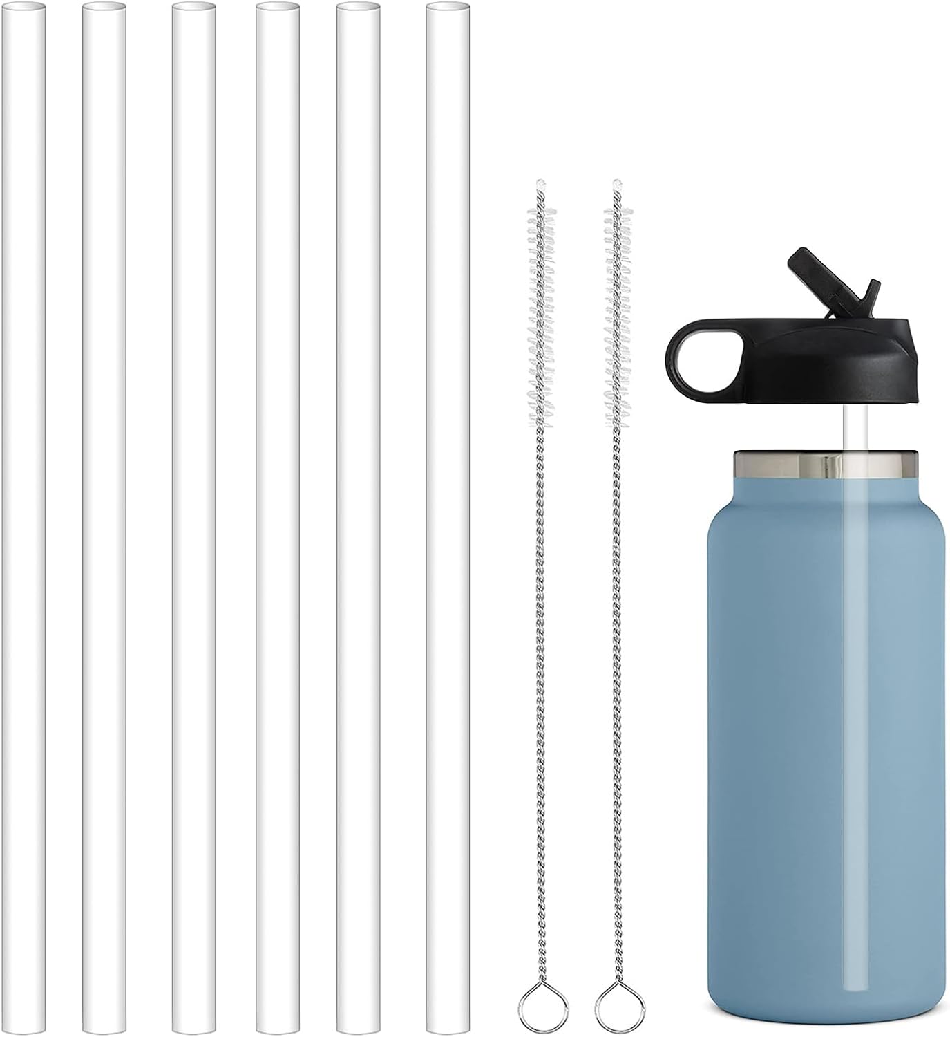 61xn2ZNjCfL._AC_SL1500_.jpg 6pcs Replacement Straws Reusable Drinking Starws for , and , Plastic Straws with 2pc Cleaning Brushes accessories,Daily Drinking Straws, -free - Image 1