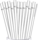 12-Pack Reusable Plastic Clear Straws, 13 inch Extra Long Tumbler Straws for s, 1 Gallon, 64 oz 40 oz 32 oz Water Bottles, Plus Cleaning Brush