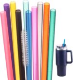 Replacement Straw for 30oz Tumbler,10 Pack 12 Inch Reusable Straws With Cleaning Brush for  Accessorie, Free,Dishwasher Safe (Mix Color)