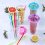 24 PCS, Reusable Straws with 4 Brushes, 10.5" Long  Hard Plastic Straws, 12 Colors Translucent Replacement Drinking for  Tumblers, Cups, Jars,  Free - Image 2