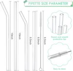 20 Pack Reusable Glass Straws and Brushes, Size 10''x10MM and 8.5''x10MM Each Including 4 Straight and 4 Bent, Clear Glass Drinking Straw with 4 Cleaning Brushes Perfect for Juice, Smoothies, Cocktail - Image 2