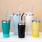 20 oz Straight Metal Straws with Silicone Tip for 20 oz Tumbler, Stainless Steel Reusable Drinking Metal Straw - Image 2