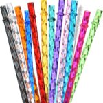13IN  Reusable Straws and 13 Reusable Swirl Plastic Straws for Tumblers