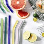 8 Pcs Reusable Glass Straws, 8"x8mm Eco-friendly Drinking Straws for Smoothies, Milkshakes, Tea, Juice, Cocktails - Multi-Color Mixed (8Pcs Bent) - Image 2